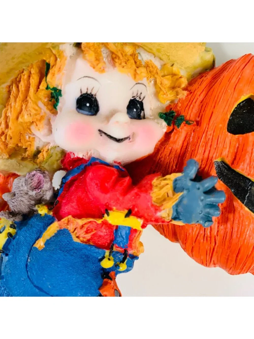 Halloween Scarecrow Wall Hanging Resin Pumpkin Black Cat Kitsch Decor 9